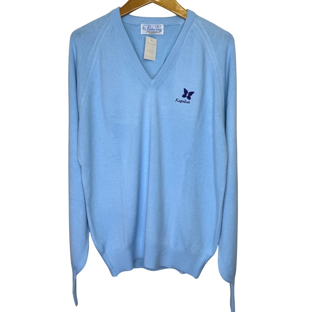 Vintage Pickering Kapalua V-Neck Sweater Large New Deadstock Blue